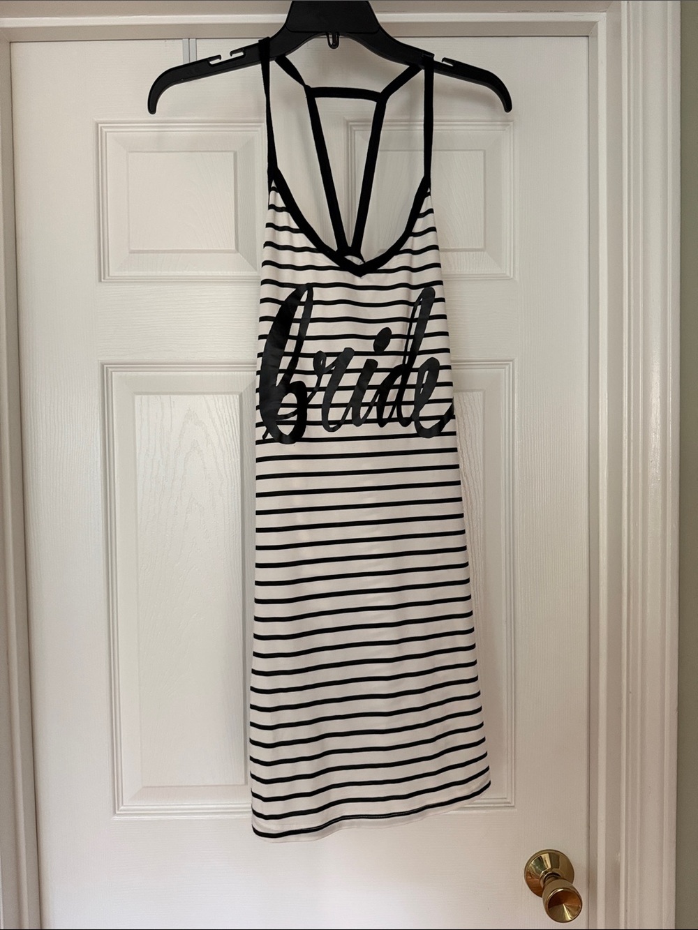 Striped White and Black 'Bride' Nightdress